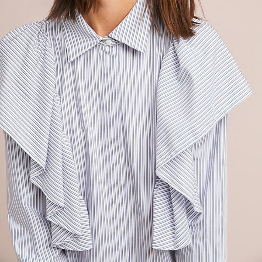 Anthropologie Millburn Ruffled Buttondown top NWT - Picture 4 of 7